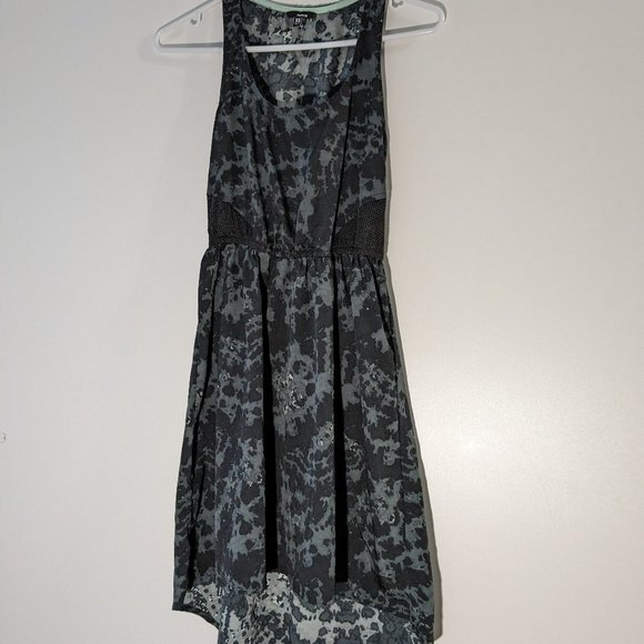 Hurley Marble Print Mesh Panel High Low Dress Black Grey Size XS - Picture 1 of 9